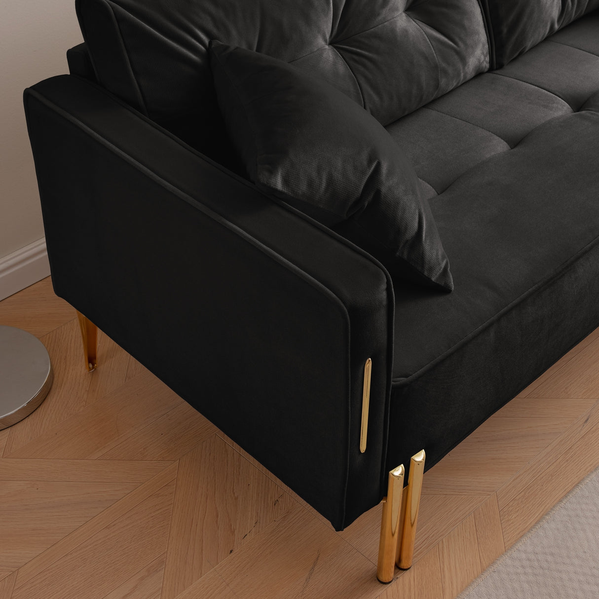 Velvet Sofa Couch Luxury Modern Upholstered sofa with 2 Pillows