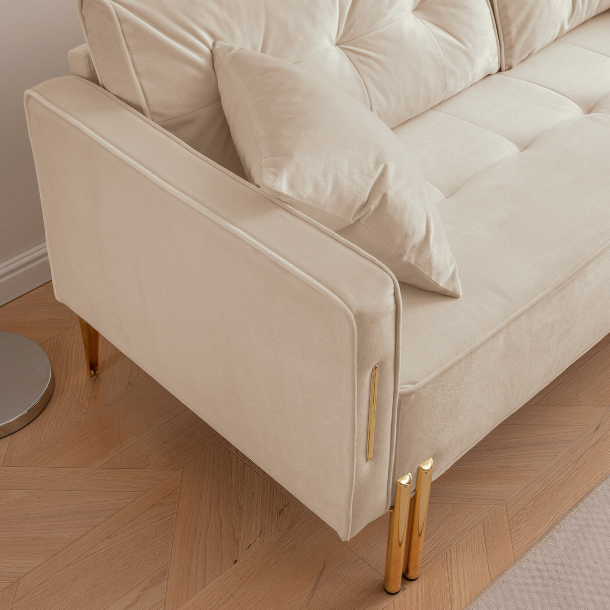 Velvet Sofa Couch Luxury Modern Upholstered sofa with 2 Pillows