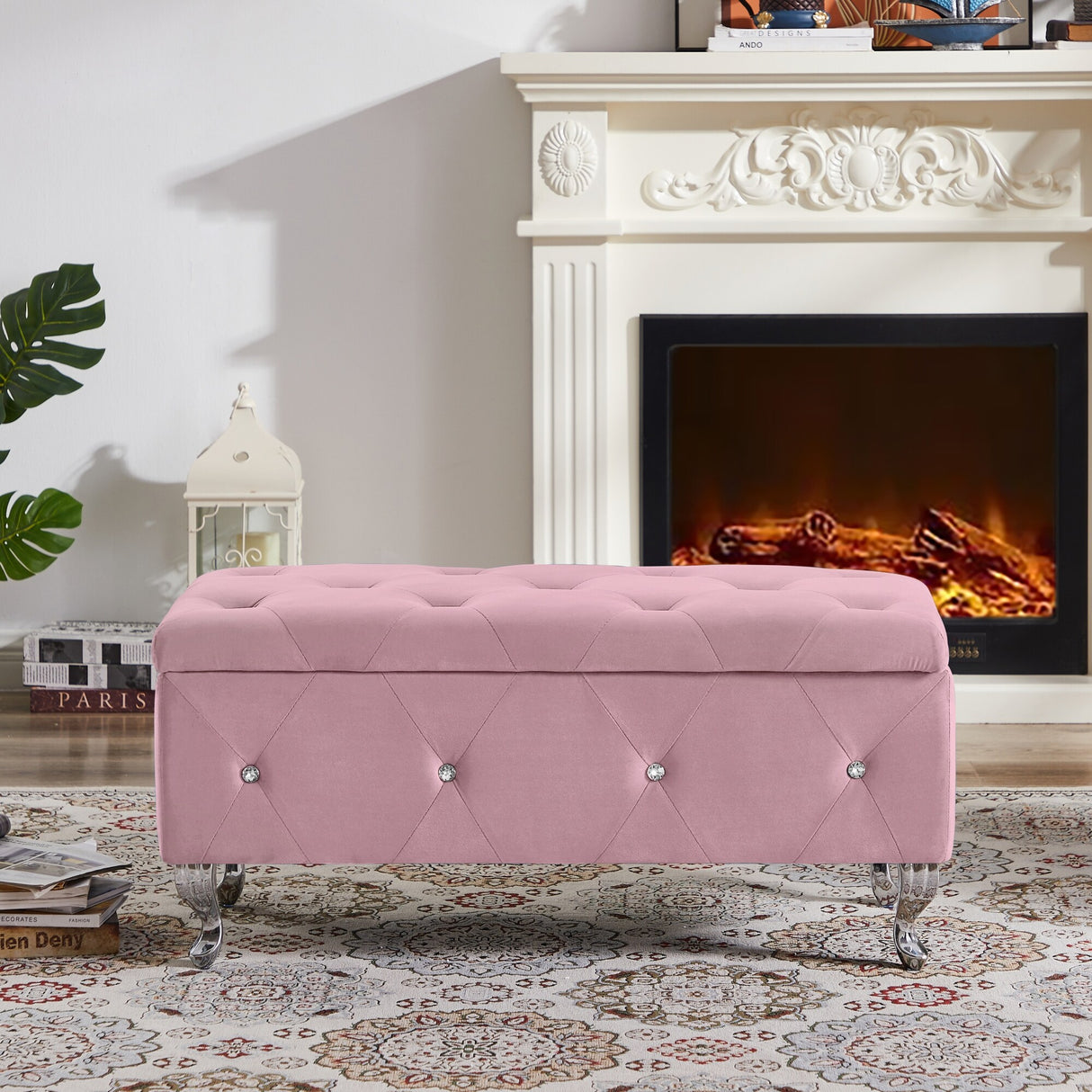 Velvet Storage Bench,Flip Top Entryway Bench Seat