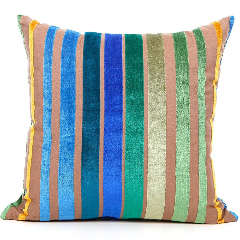 Gouchee Home Velvet Stripe Blue 18 X 18 Accent Pillow