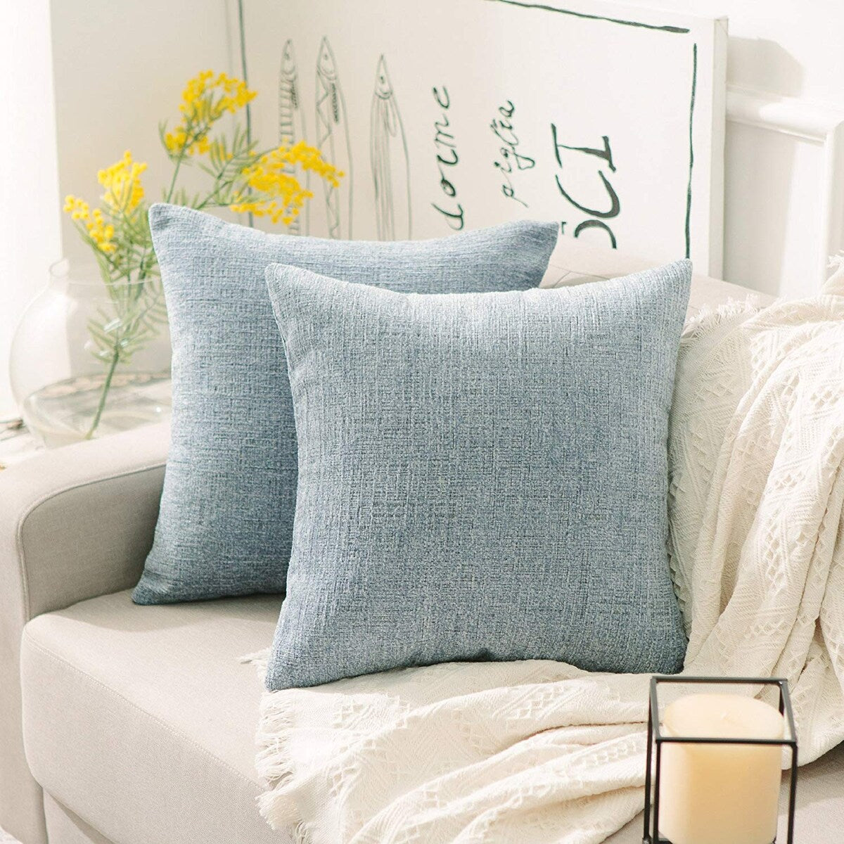 Velvet Supersoft Handmade Decorative Pillowcase Jeans Blue