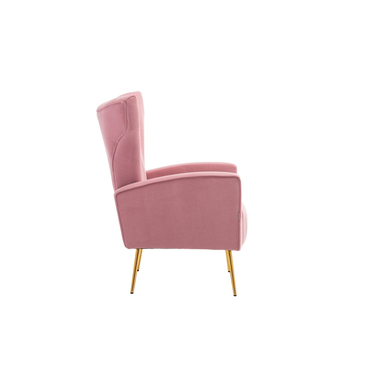 Velvet/Teddy Accent Wingback Chair With Golden Finished Leg - 27.6'' W x 28.3'' D x 40'' H