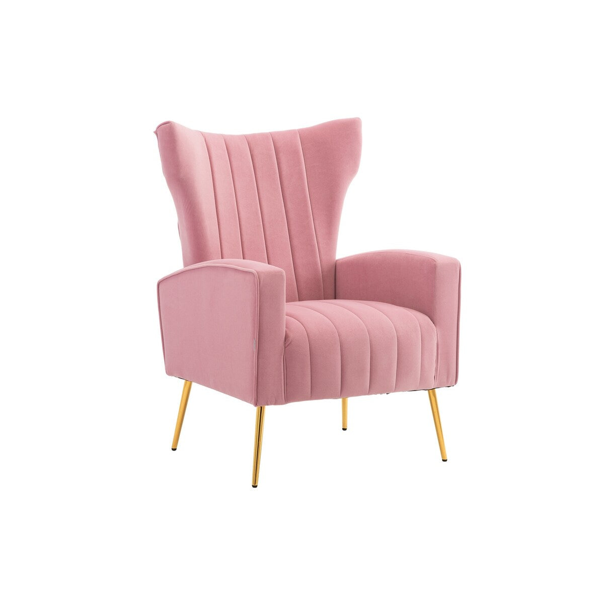 Velvet/Teddy Accent Wingback Chair With Golden Finished Leg - 27.6'' W x 28.3'' D x 40'' H