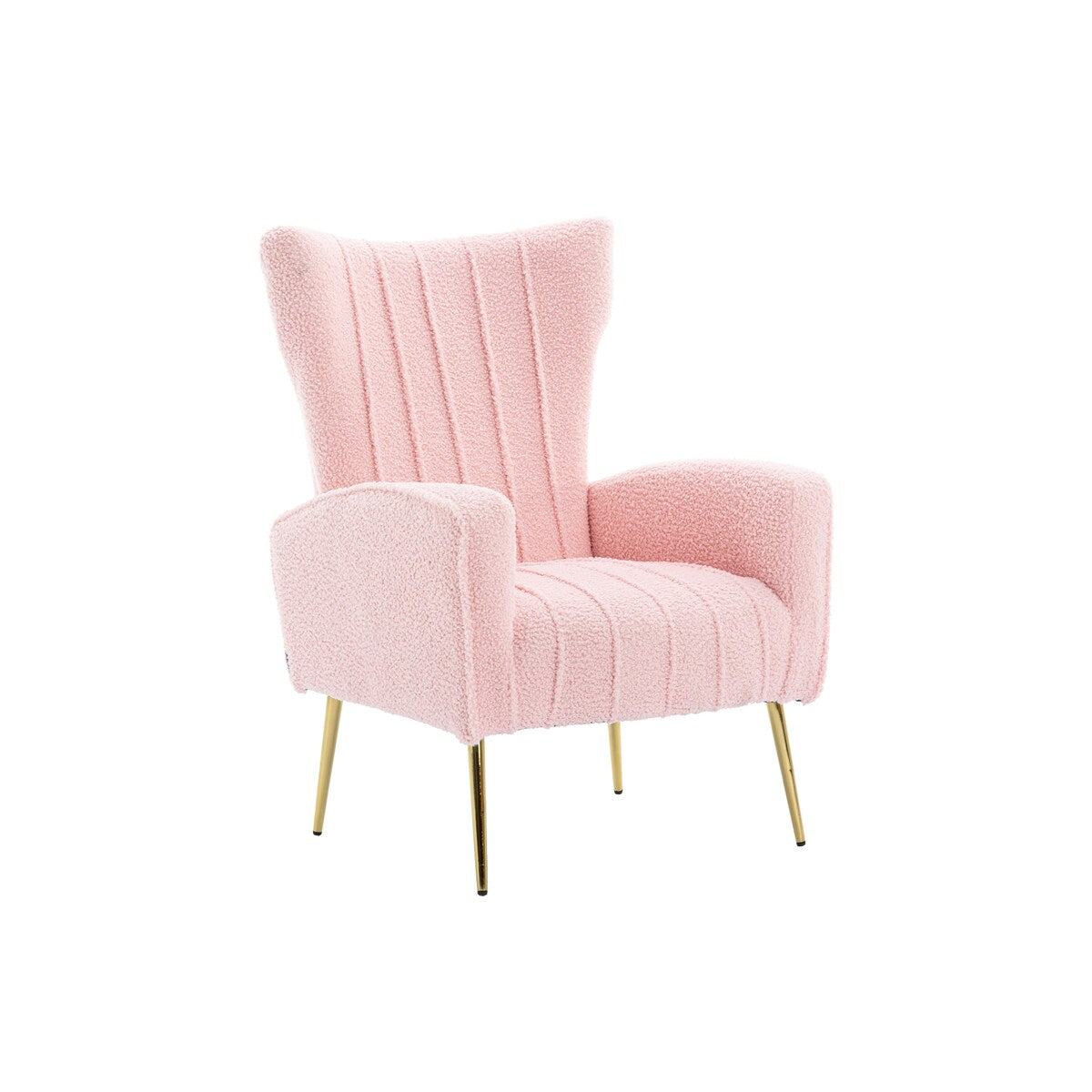 Velvet/Teddy Accent Wingback Chair With Golden Finished Leg - 27.6'' W x 28.3'' D x 40'' H