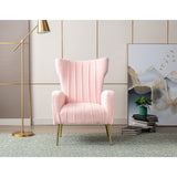 Velvet/Teddy Accent Wingback Chair With Golden Finished Leg - 27.6'' W x 28.3'' D x 40'' H