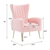 Velvet/Teddy Accent Wingback Chair With Golden Finished Leg - 27.6'' W x 28.3'' D x 40'' H