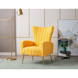 Velvet/Teddy Accent Wingback Chair With Golden Finished Leg - 27.6'' W x 28.3'' D x 40'' H
