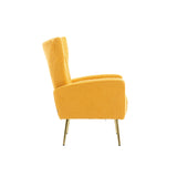 Velvet/Teddy Accent Wingback Chair With Golden Finished Leg - 27.6'' W x 28.3'' D x 40'' H