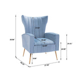 Velvet/Teddy Accent Wingback Chair With Golden Finished Leg - 27.6'' W x 28.3'' D x 40'' H