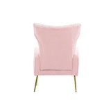 Velvet/Teddy Accent Wingback Chair With Golden Finished Leg - 27.6'' W x 28.3'' D x 40'' H