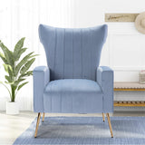 Velvet/Teddy Accent Wingback Chair With Golden Finished Leg - 27.6'' W x 28.3'' D x 40'' H