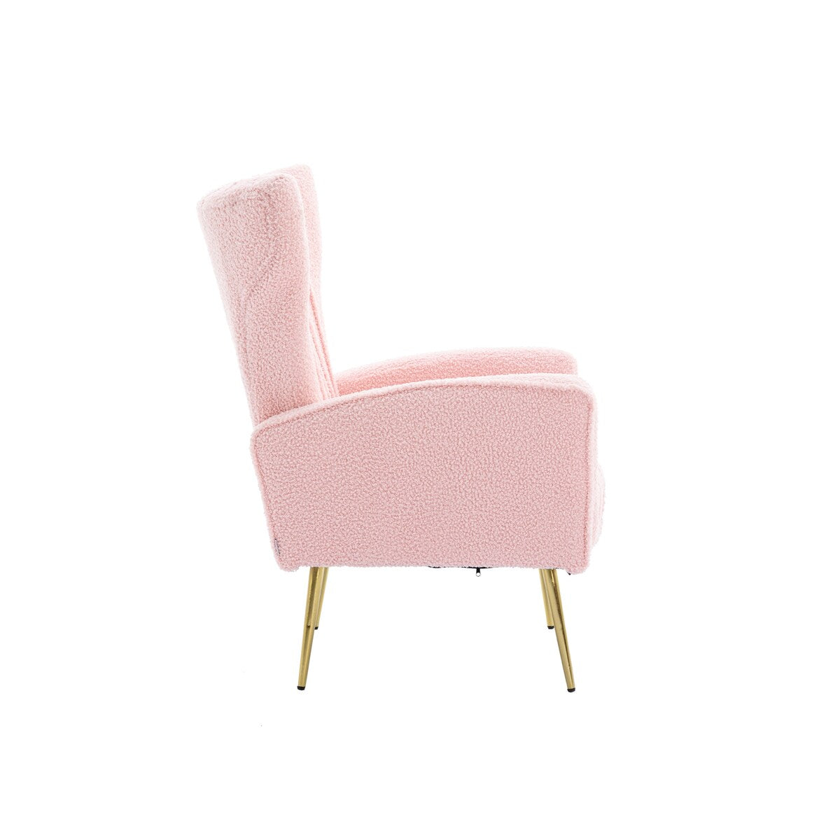 Velvet/Teddy Accent Wingback Chair With Golden Finished Leg - 27.6'' W x 28.3'' D x 40'' H