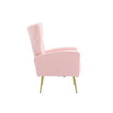 Velvet/Teddy Accent Wingback Chair With Golden Finished Leg - 27.6'' W x 28.3'' D x 40'' H