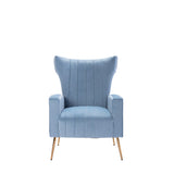 Velvet/Teddy Accent Wingback Chair With Golden Finished Leg - 27.6'' W x 28.3'' D x 40'' H
