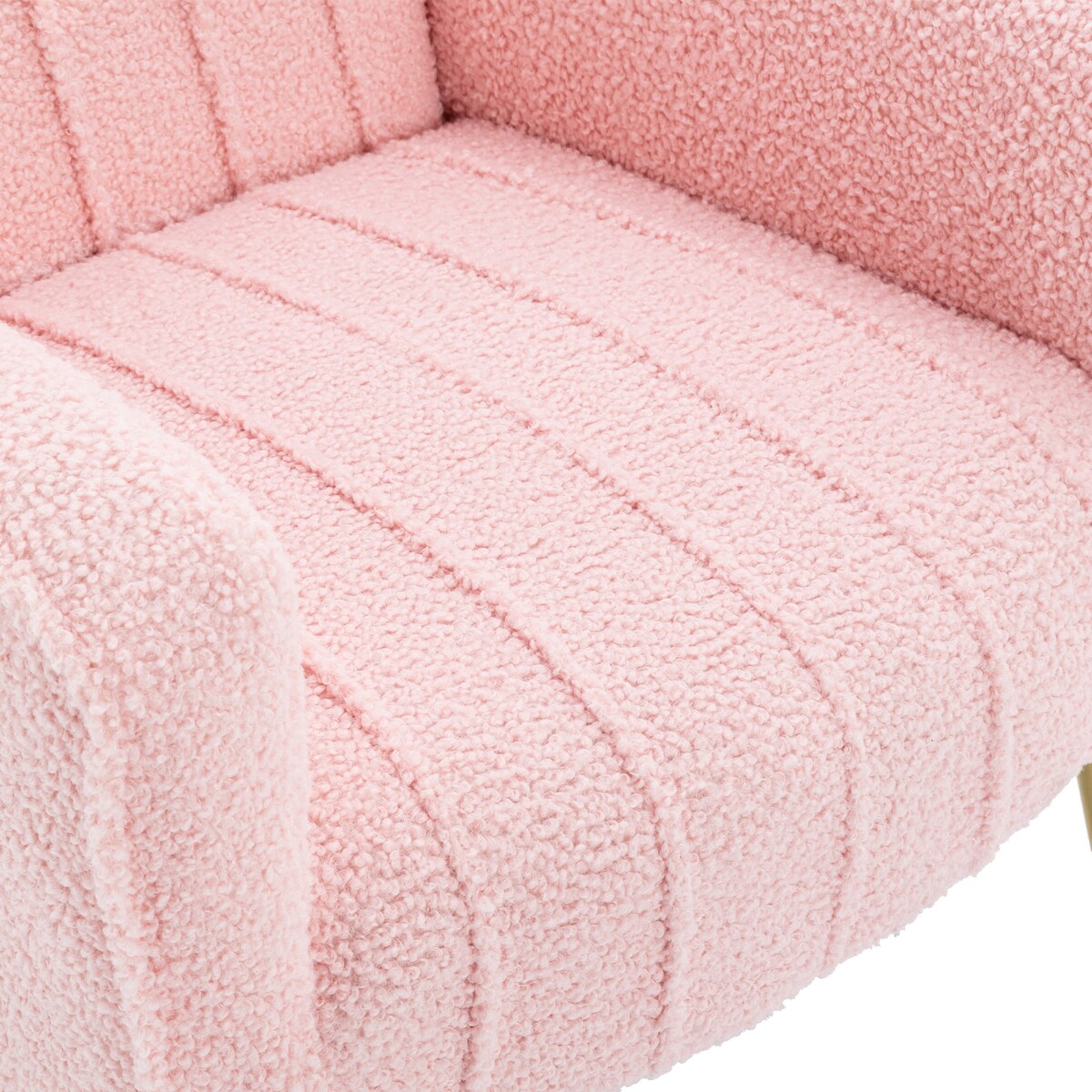Velvet/Teddy Accent Wingback Chair With Golden Finished Leg - 27.6'' W x 28.3'' D x 40'' H