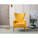 Velvet/Teddy Accent Wingback Chair With Golden Finished Leg - 27.6'' W x 28.3'' D x 40'' H
