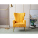 Velvet/Teddy Accent Wingback Chair With Golden Finished Leg - 27.6'' W x 28.3'' D x 40'' H