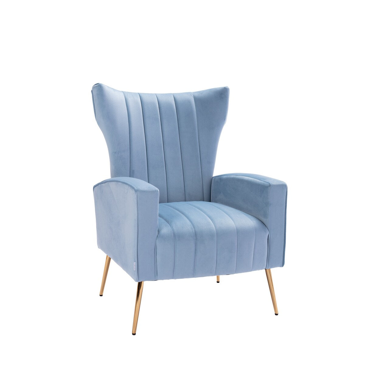 Velvet/Teddy Accent Wingback Chair With Golden Finished Leg - 27.6'' W x 28.3'' D x 40'' H