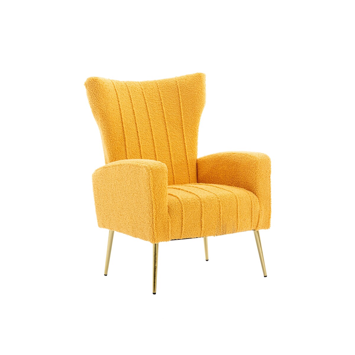 Velvet/Teddy Accent Wingback Chair With Golden Finished Leg - 27.6'' W x 28.3'' D x 40'' H