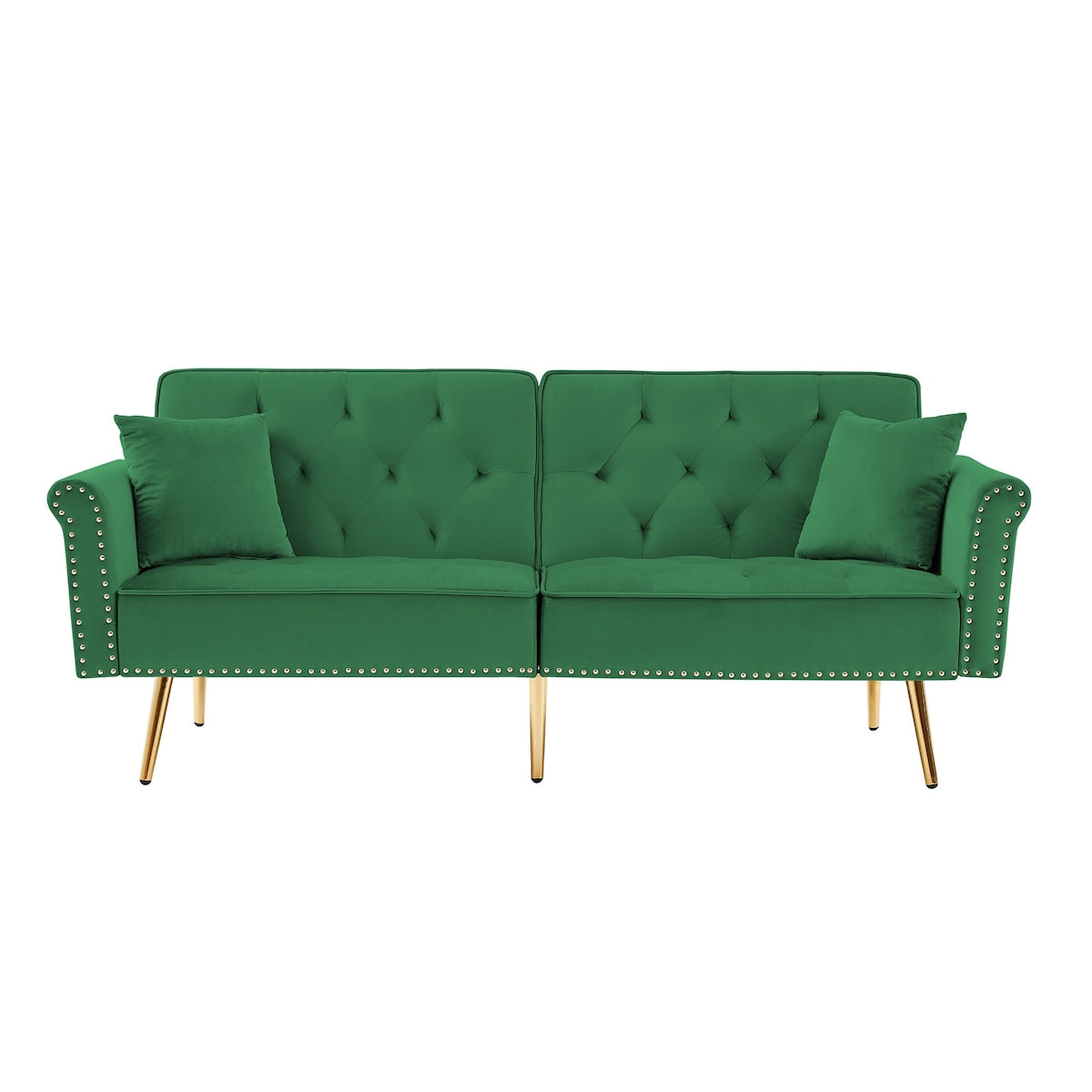 Velvet Tufted Accent Sofa Couch Modern Loveseat Sofa Futon Sofa Bed with 2 Pillows