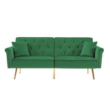 Velvet Tufted Accent Sofa Couch Modern Loveseat Sofa Futon Sofa Bed with 2 Pillows
