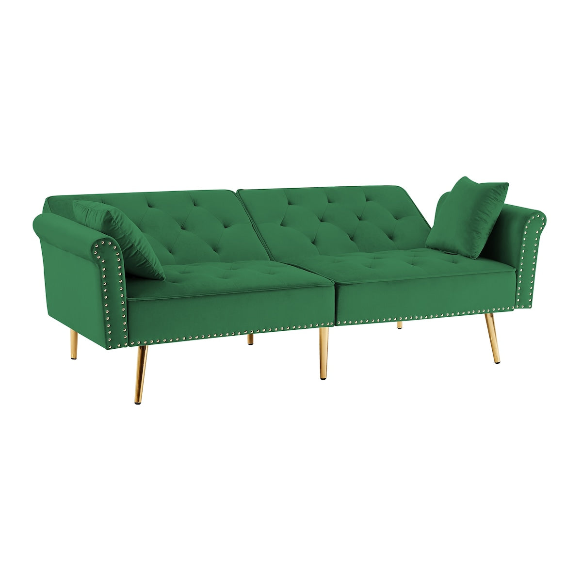 Velvet Tufted Accent Sofa Couch Modern Loveseat Sofa Futon Sofa Bed with 2 Pillows