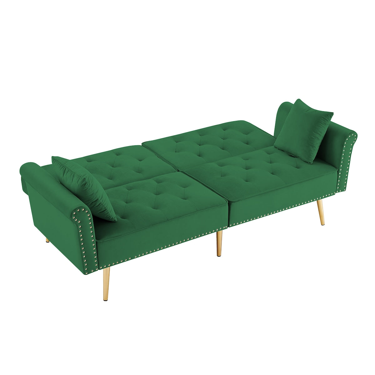 Velvet Tufted Accent Sofa Couch Modern Loveseat Sofa Futon Sofa Bed with 2 Pillows