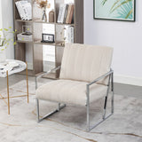 Velvet Tufted Armchair Silver Armrest Accent Chair