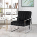 Velvet Tufted Armchair Silver Armrest Accent Chair
