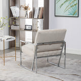 Velvet Tufted Armchair Silver Armrest Accent Chair