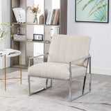 Velvet Tufted Armchair Silver Armrest Accent Chair