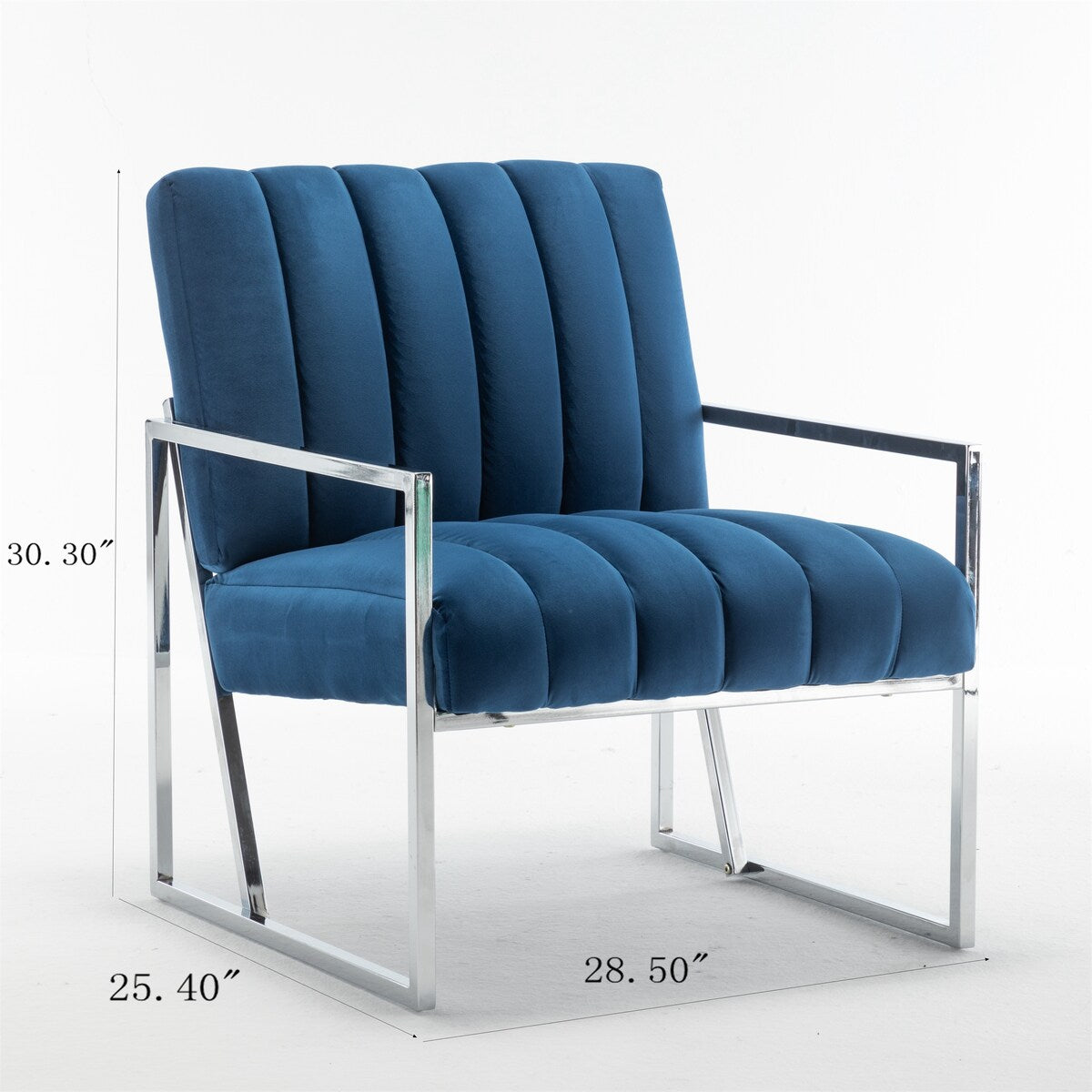 Velvet Tufted Armchair Silver Armrest Accent Chair