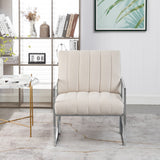 Velvet Tufted Armchair Silver Armrest Accent Chair