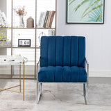Velvet Tufted Armchair Silver Armrest Accent Chair