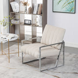 Velvet Tufted Armchair Silver Armrest Accent Chair