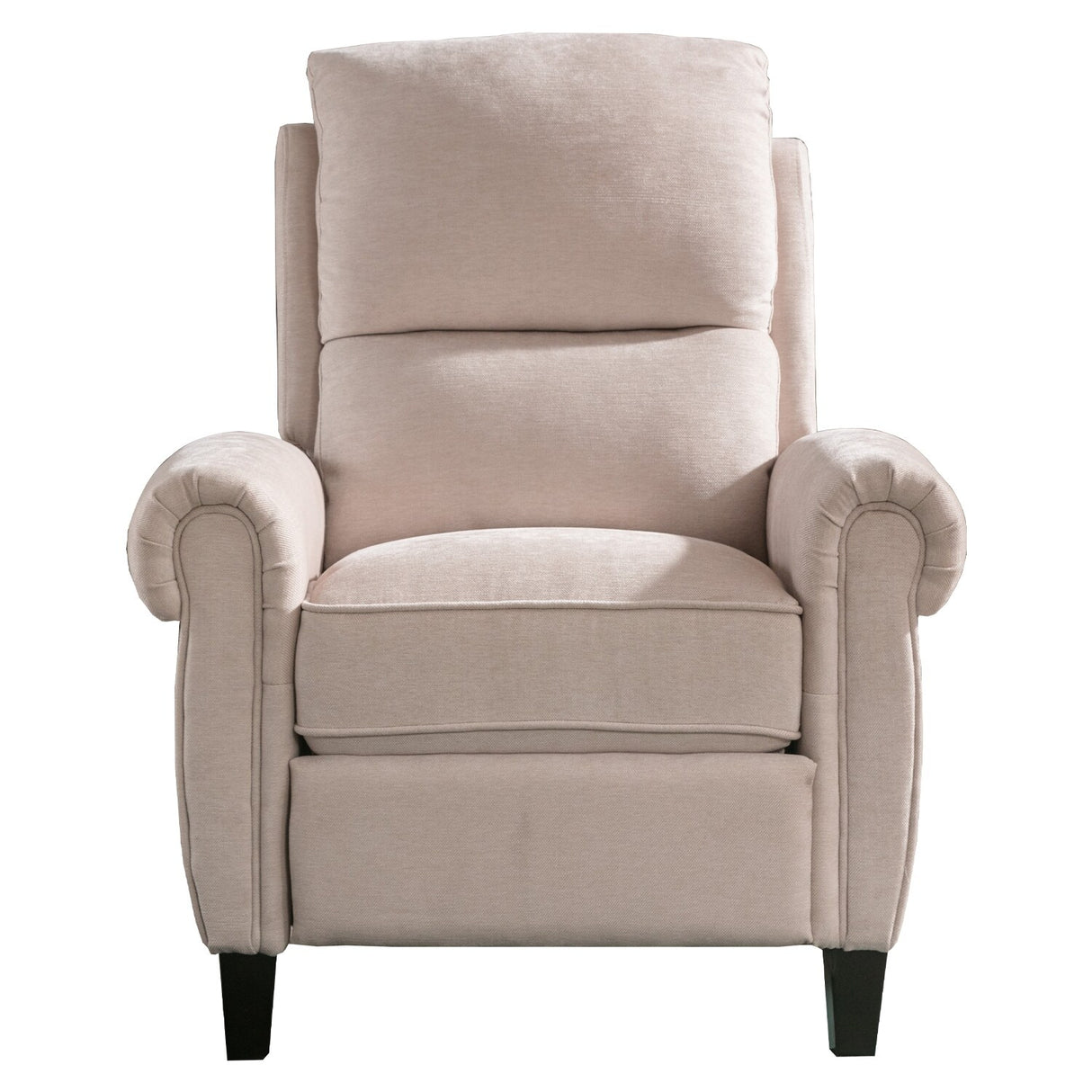 Chenille Upholstered Push Back Recliner with Solid Footrest