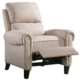 Chenille Upholstered Push Back Recliner with Solid Footrest