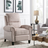Chenille Upholstered Push Back Recliner with Solid Footrest