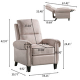 Chenille Upholstered Push Back Recliner with Solid Footrest