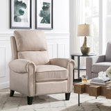 Chenille Upholstered Push Back Recliner with Solid Footrest