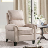 Chenille Upholstered Push Back Recliner with Solid Footrest