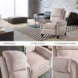 Chenille Upholstered Push Back Recliner with Solid Footrest