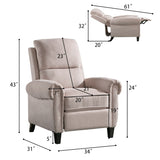 Chenille Upholstered Push Back Recliner with Solid Footrest