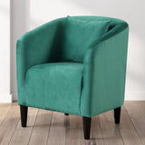 Velvet Upholstered Barrel Chair with Pillow