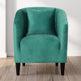 Velvet Upholstered Barrel Chair with Pillow