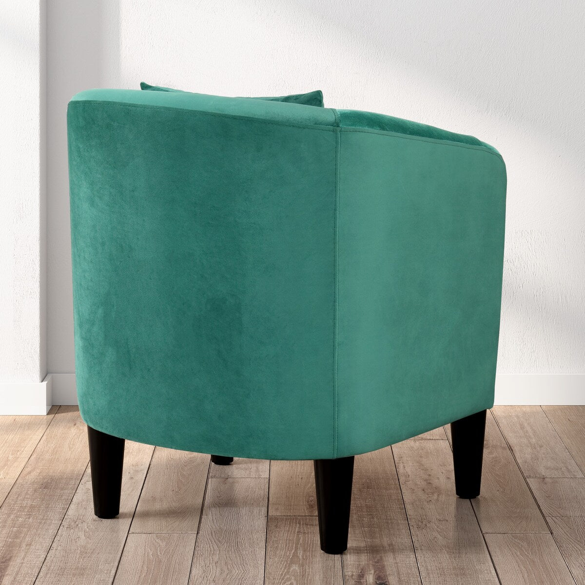 Velvet Upholstered Barrel Chair with Pillow