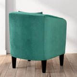 Velvet Upholstered Barrel Chair with Pillow
