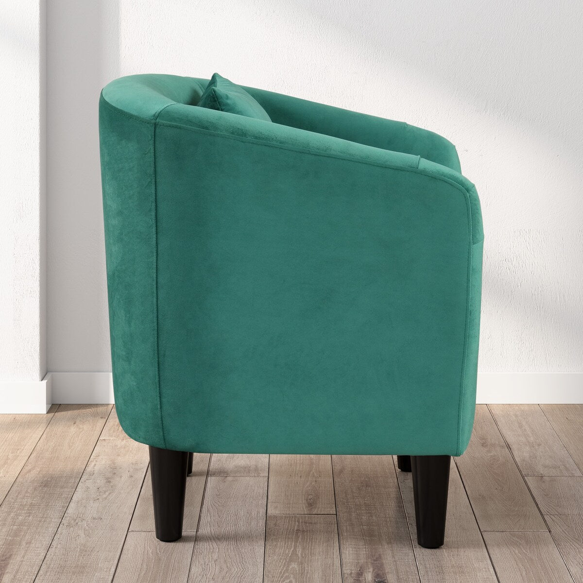 Velvet Upholstered Barrel Chair with Pillow
