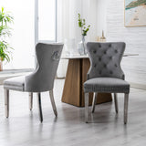 Velvet Upholstered Dining Chairs (Set of 2) with Stainless Steel Legs