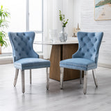 Velvet Upholstered Dining Chairs (Set of 2) with Stainless Steel Legs